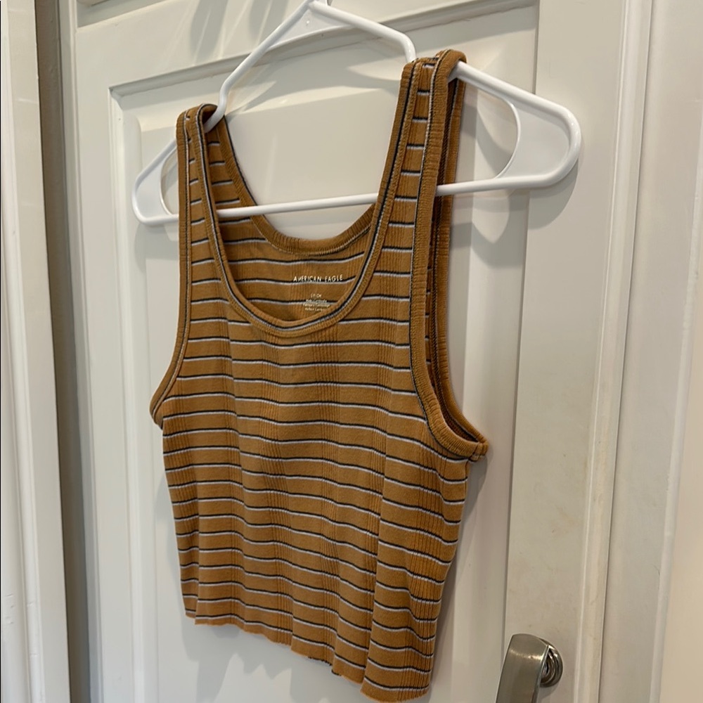 American Eagle Outfitters Brown Ribbed Crop Tank Top